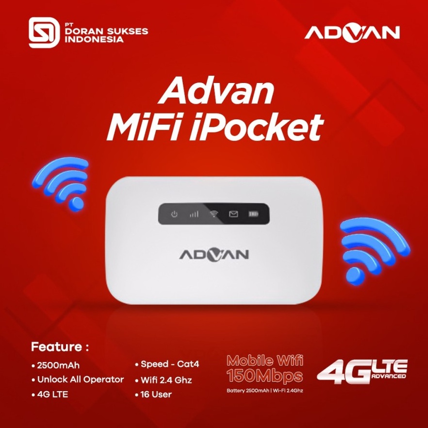 Advan Modem Advan MiFi Pocket Portable WiFi  Garansi Resmi 1 Tahun a Z6T7