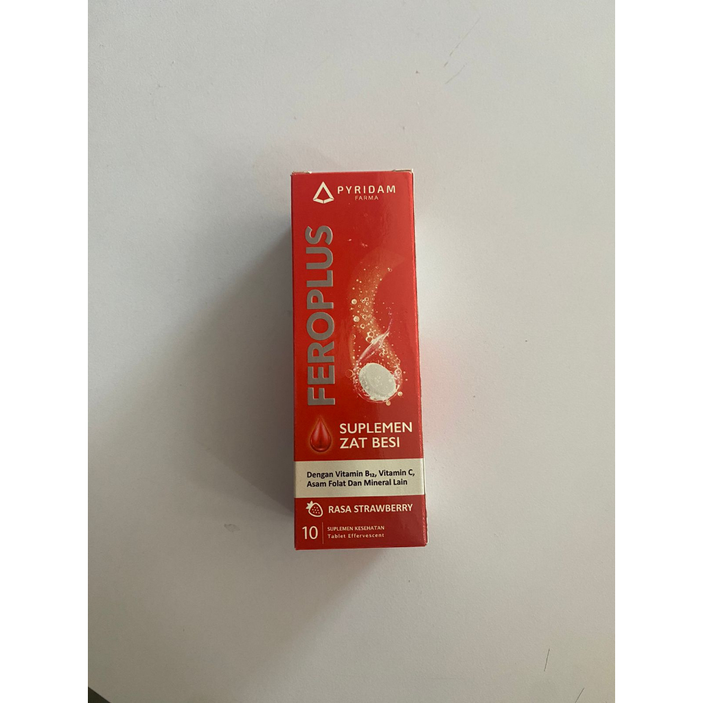 FEROPLUS 10 TABLET EFFERVESCENT STRAWBERRY, READY HALAL Suplemen Vitamin Mineral Lengkap, PYRIDAM