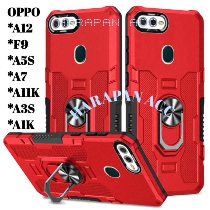 Oppo F9/A12/A5S/A7/A11K Casing Robot Hit Eye Ring Standing hardcase Oppo