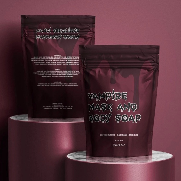 VAMPIRE MASK AND BODY SOAP  MANDI SEKALIGUS MASKERAN BADAN  DAVIENA SKINCARE b R5T4