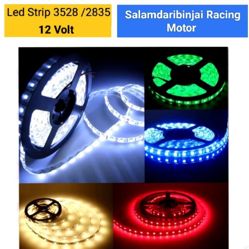 Lampu Led Strip 5 Meter 3528 2835 Mata Kecil Ip44 DC 12volt  5m Waterproof