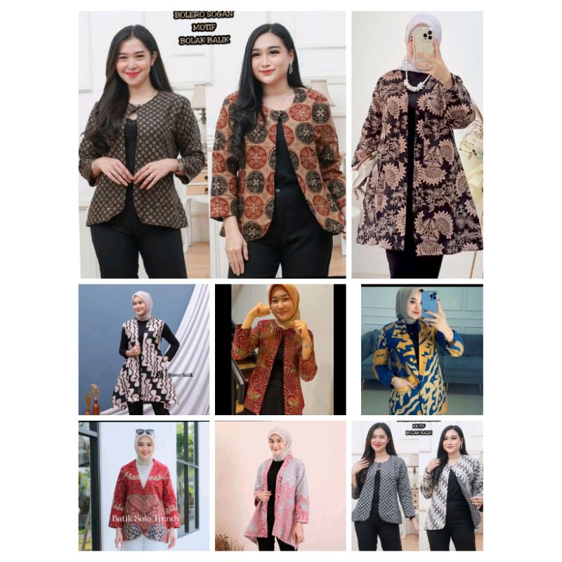Baju Batik Model Bolero Wanita Cardigan Batik Perempuan Outer Batik Modern Terbaru Blezer Batik Bole