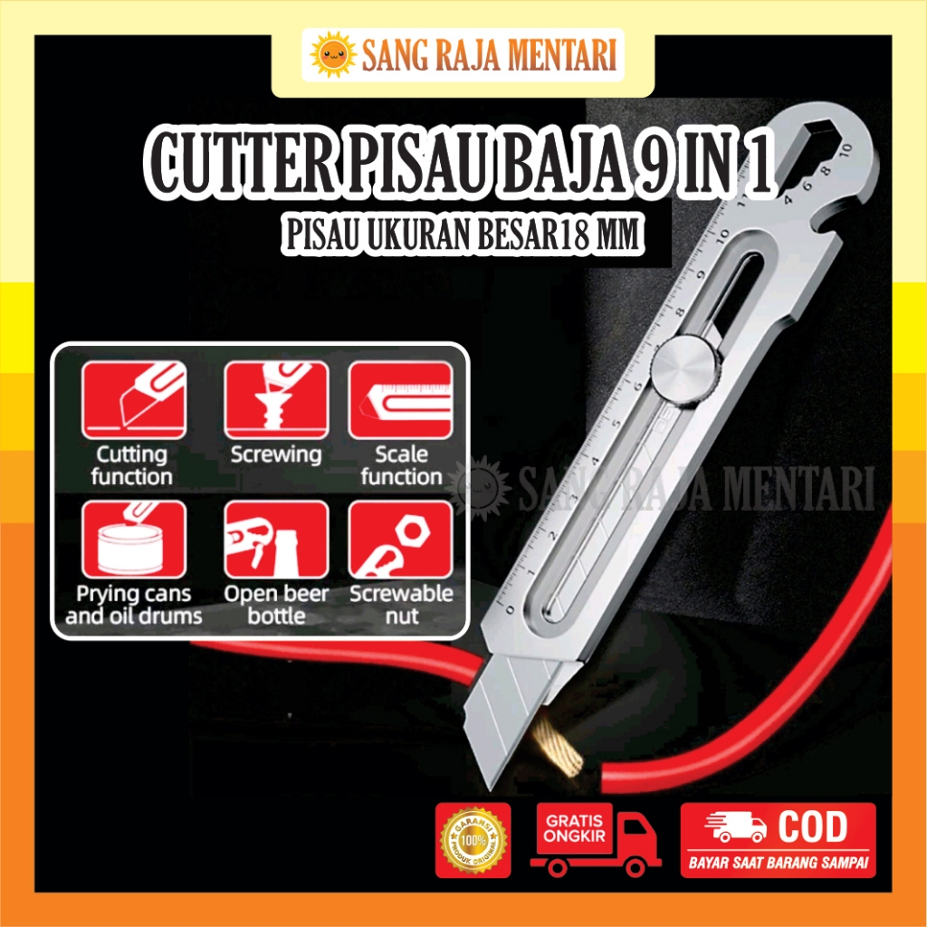 

Cutter Besar Pisau Baja Tajam 9in1 Pemotong Multifungsi Anti Karat Stainless Kuat Tebal