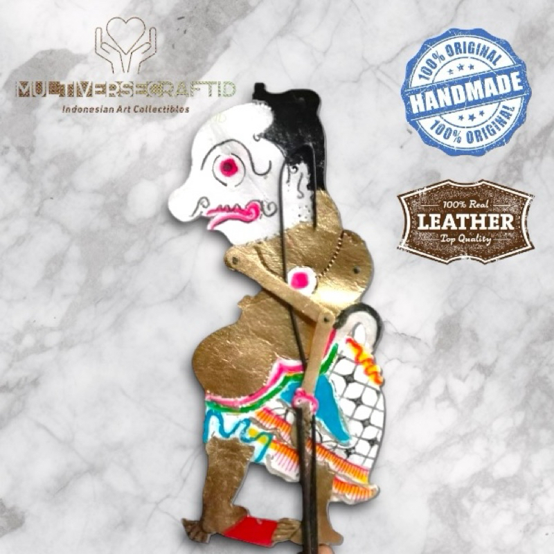 Miniatur Wayang Kulit Asli 30cm Gareng Punokawan Bahan Kulit Sapi Kualitas Kasaran