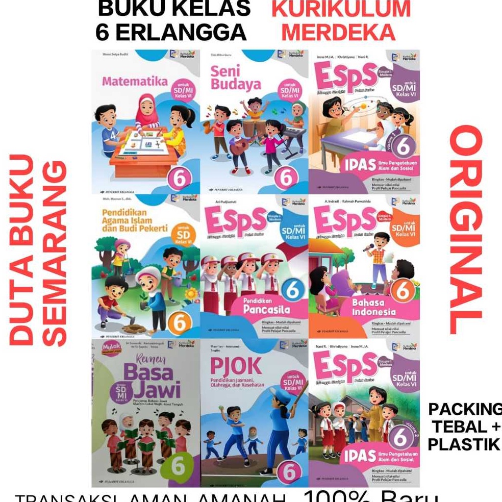 KODE N29K Buku esps kelas 6  pendidikan pancasila Bahasa Indonesia Ipas vol 1 2 agama Islam Pjok Sen