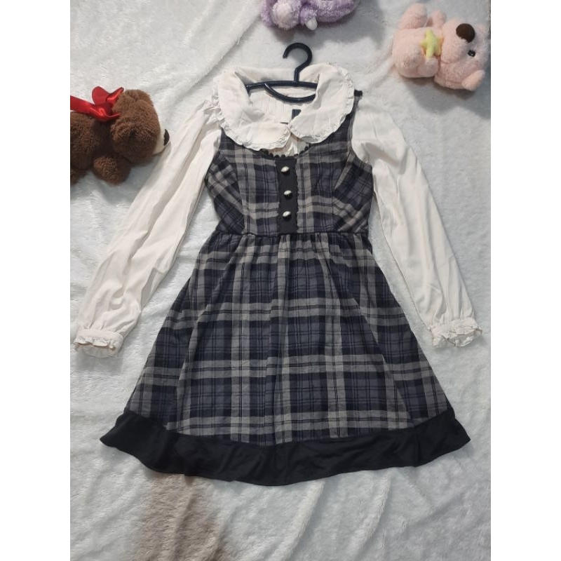 Axes femme dark academia premium dress kawaii kawai coquette dollete overall OL jsk jumpskirt ribbon