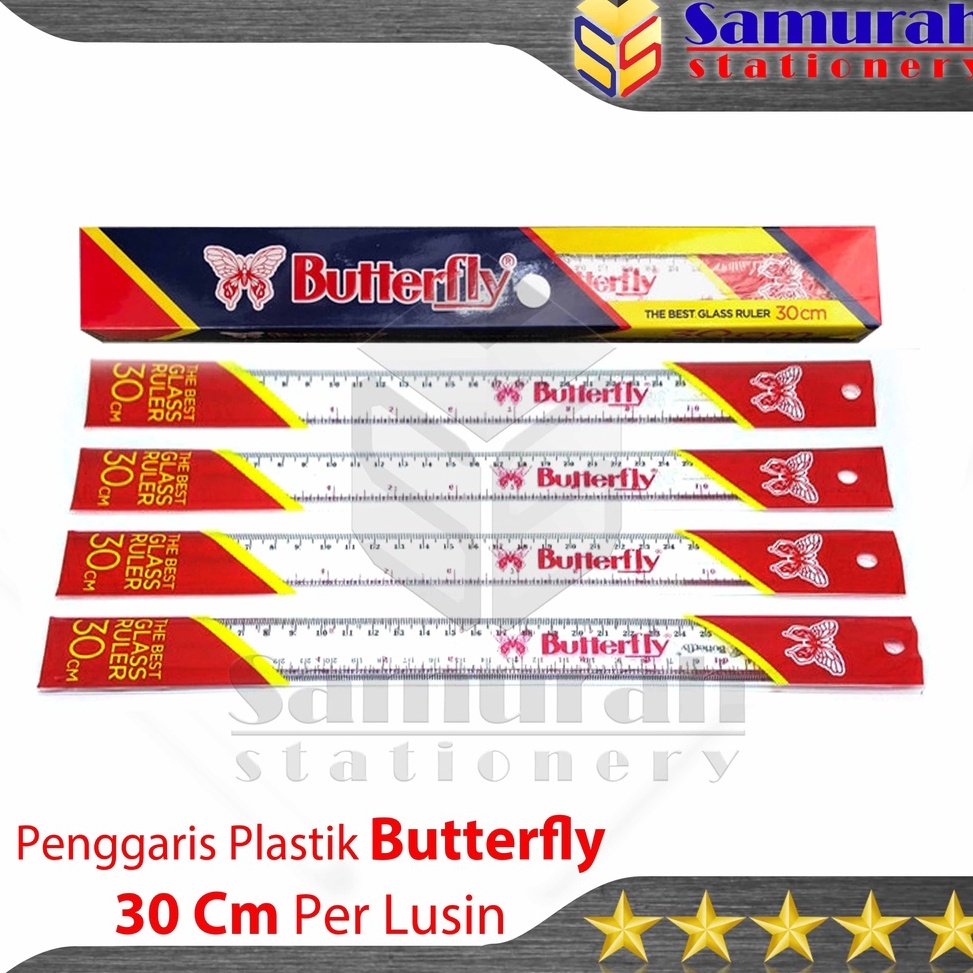 

KODE J77Y Penggaris Plastik Buterfly 3 cm Per Lusin Mika Glass Ruller ButterFly Alat ukur panjang 3 centimeter 1 Pak