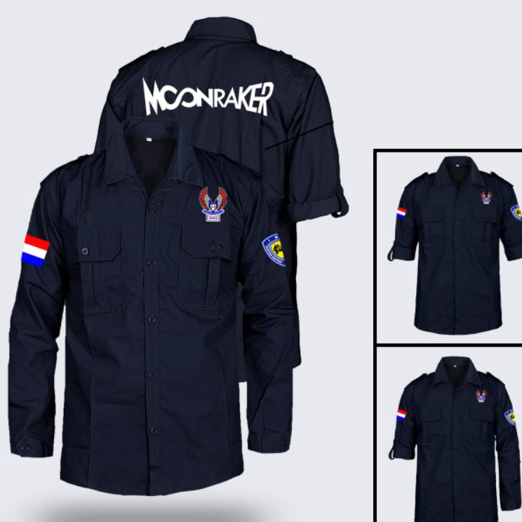 Pesan cepat kemeja Moonrakerkemeja priakoko poloskemeja Moonraker full Bordir