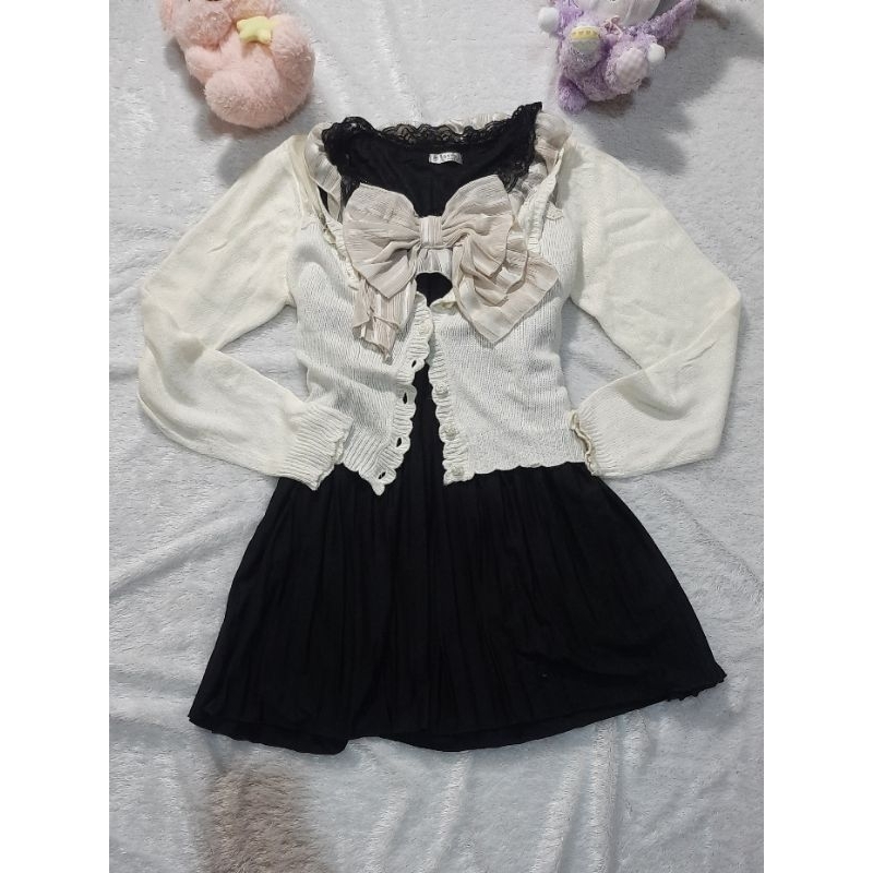 Ex cardi Axes femme dress coquette bow kawaii kawai black dollete