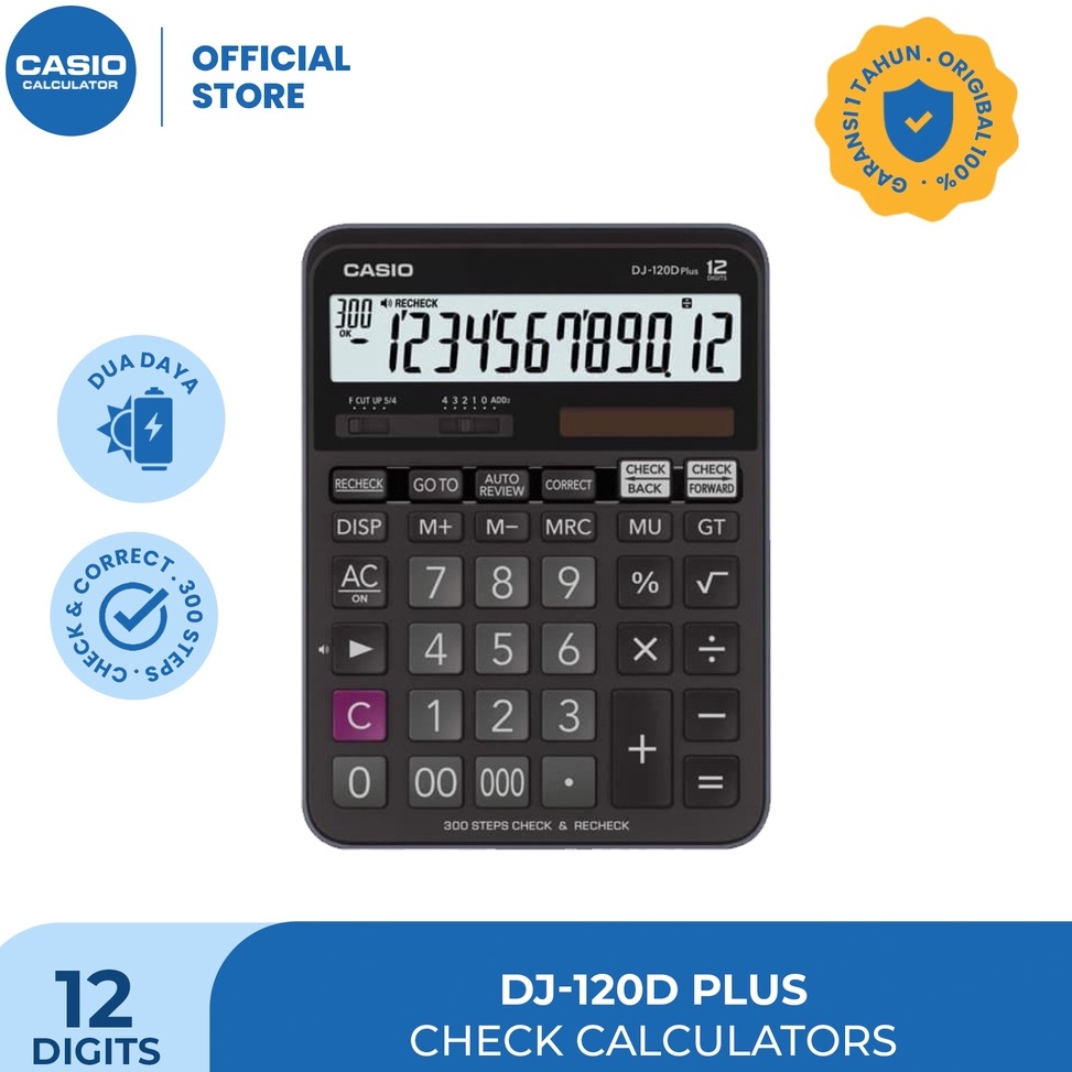 

KODE R37J CASIO KALKULATOR DJ12DPLUS Kalkulator TokoDagang Fungsi Cek 12 digit