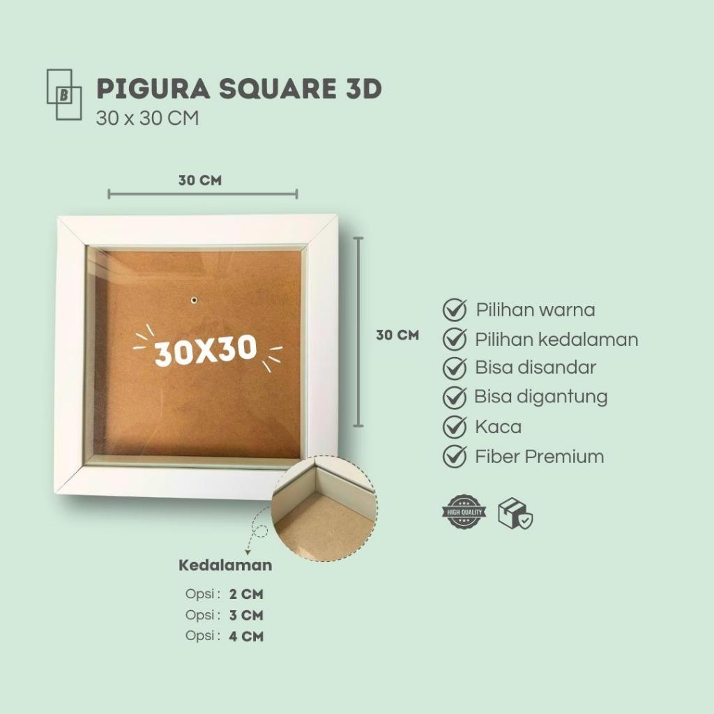 BINGKAI 3D 30x30 pop up frame pigura mahar kaca / akrilik