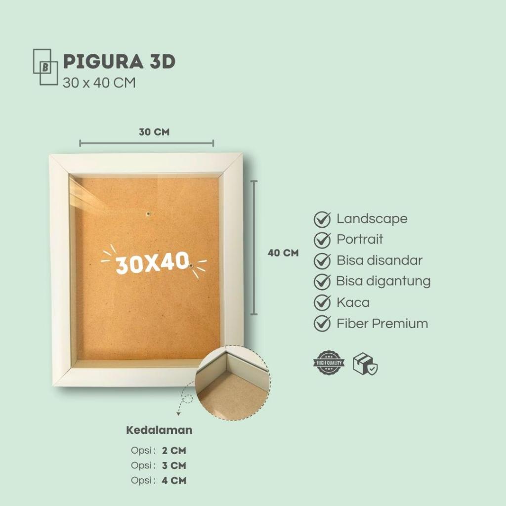 Bingkai 3D 30x40cm pop up frame pigura mahar akrilik anti pecah