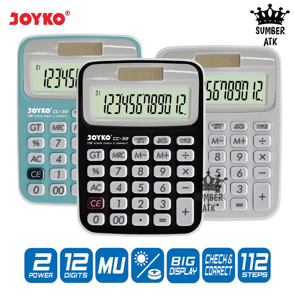 

KODE V85K Kalkulator Joyko CC32 12 Digits Check Correct Calculator