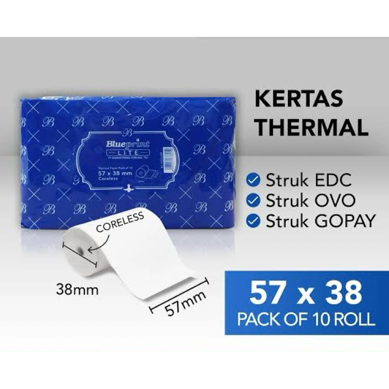 

Kertas Thermal Kasir 57 x 38 100 Roll (1 Dus)