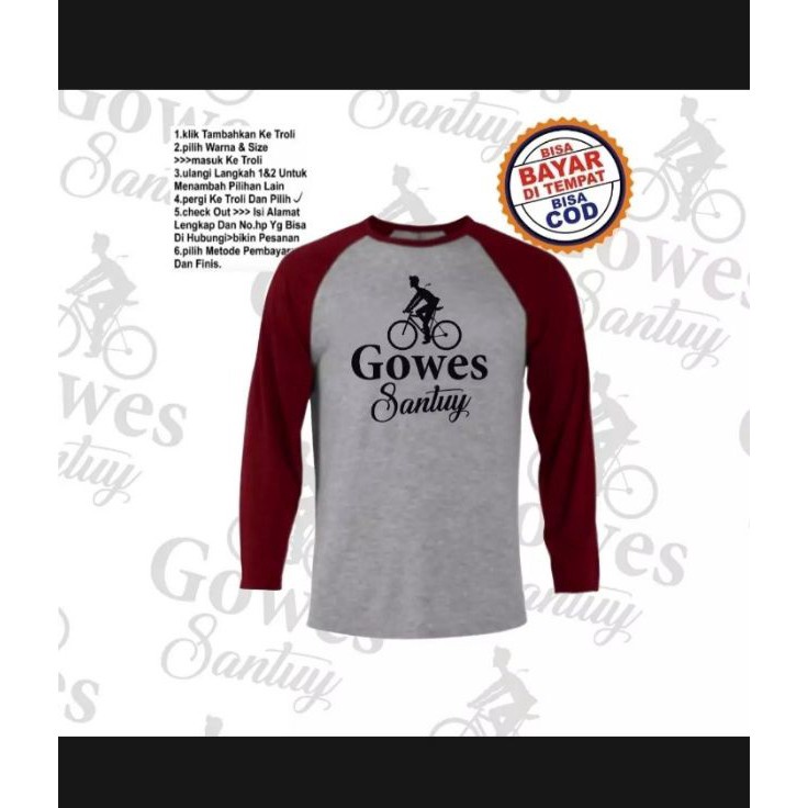 Murah Surprise  Kaos Lengan Panjang GOWES SANTUY PriaWanita