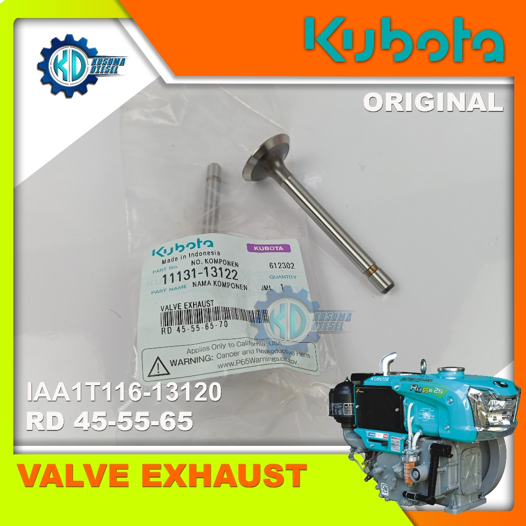 VALVE EXHAUST RD 45-55-65 - KLEP EX - KATUP BUANG -  DIESEL KUBOTA 65 - SPAREPART KUBOTA - ORIGINAL 