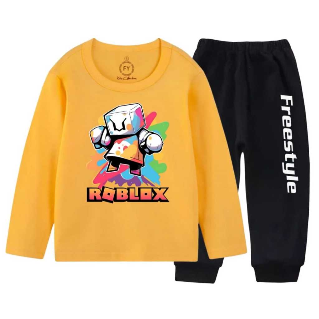 SET PJ Baju Anak Cewak Cowok Setelan Lengan Panjang Pakaian Anak Perempuan Laki Laki motif Roblox Pa