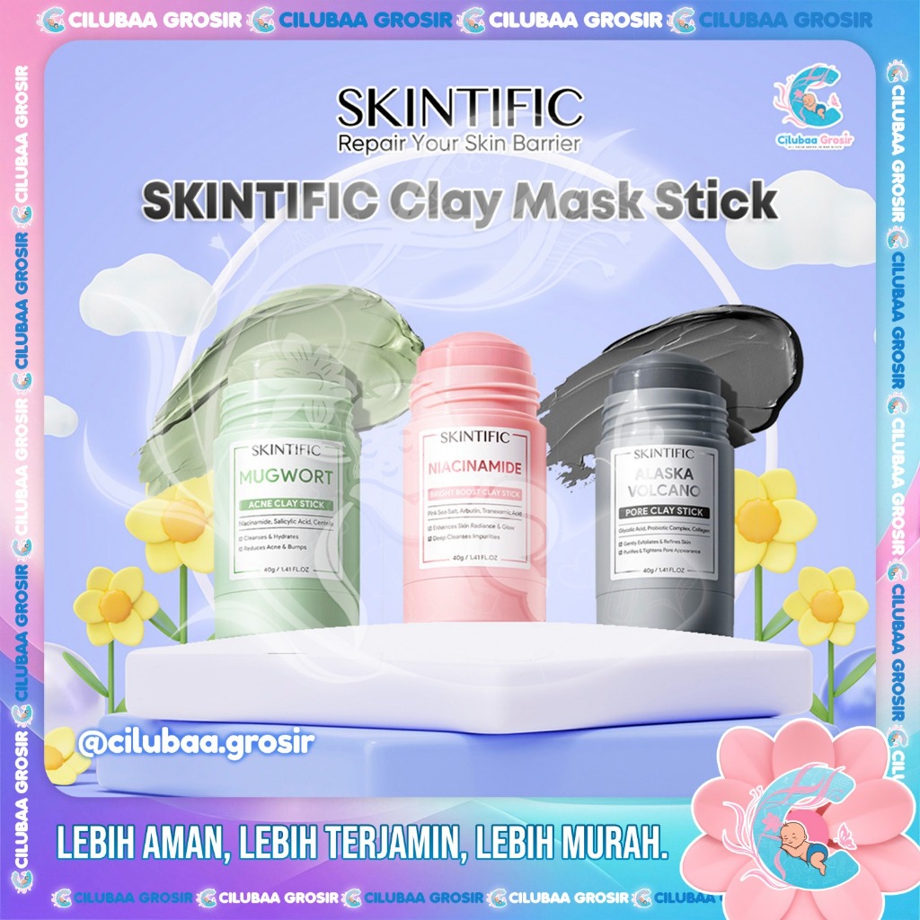 SKINTIFIC Clay Mask Stik Series ||  Mugwort Anti Pores & Acne Clay Mask Stick || Alaska Volcano Clay
