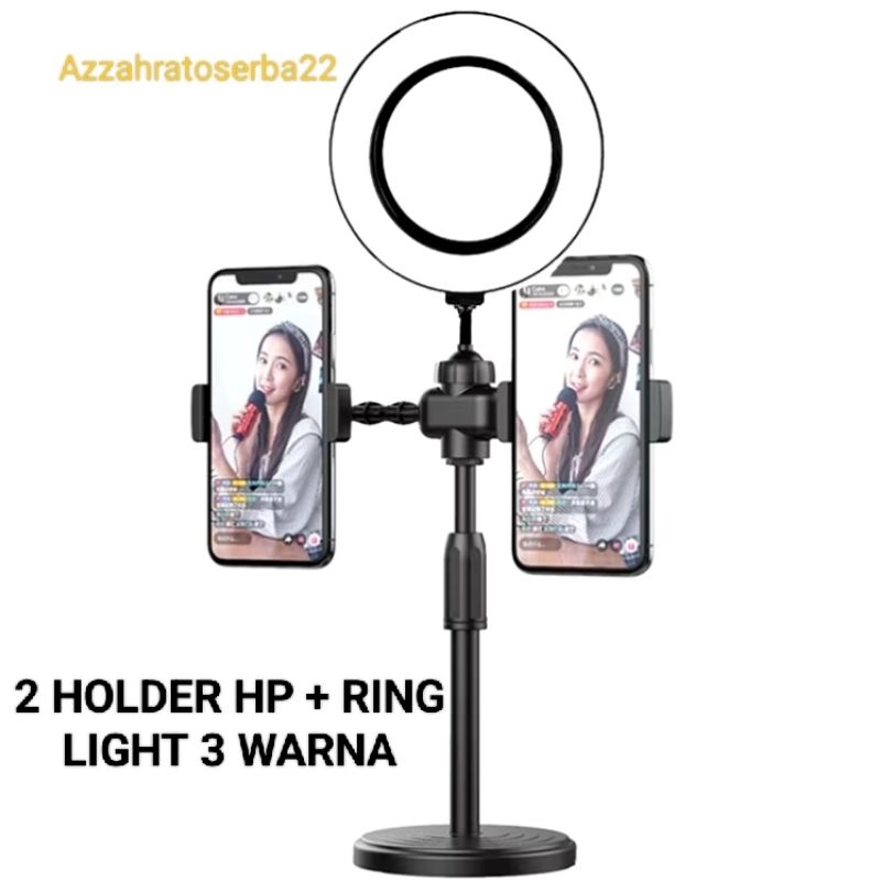 HOLDER LIVE PHONE HOLDER RING LIGHT 16 CM DOUBLE TRIPLE USB MODE DUAL 360