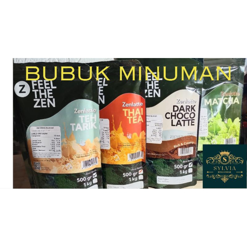 

ZENLATTE Minuman Bubuk / Powder Drink Dark Chocolate, Thai Tea, Teh Tarik, Matcha 500 gr