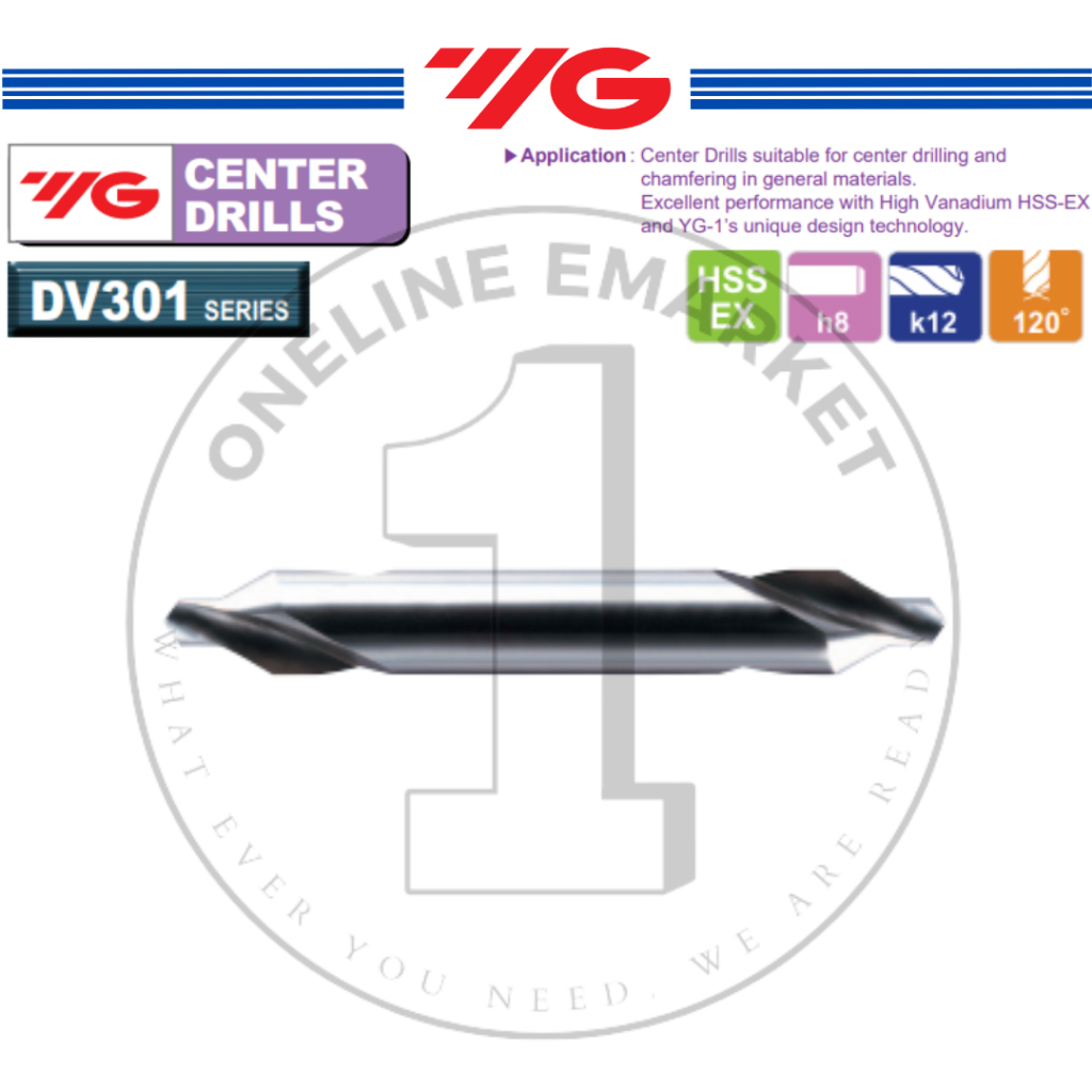 [ YG1 Korea ] Mata Bor Center Drill Seri DV301