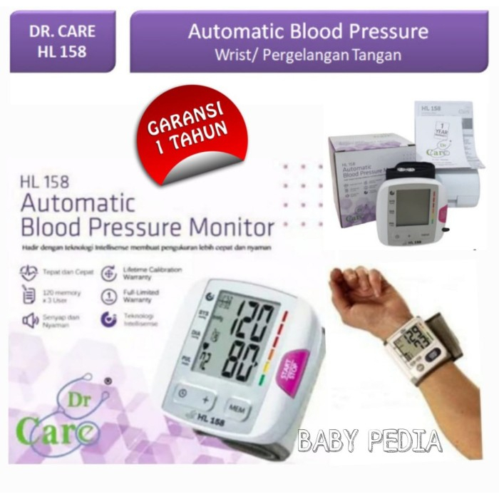 BabyPedia Tensi Meter Digital Pergelangan Tangan Dr Care HL-158 - Tensi Digital