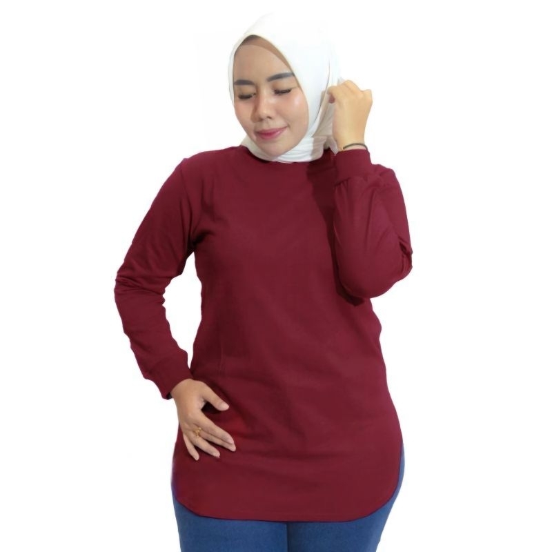 Kaos Oval Wanita Ld105&130 Tshirt Oversize Lengan Panjang Manset Hijab Muslimah Cod