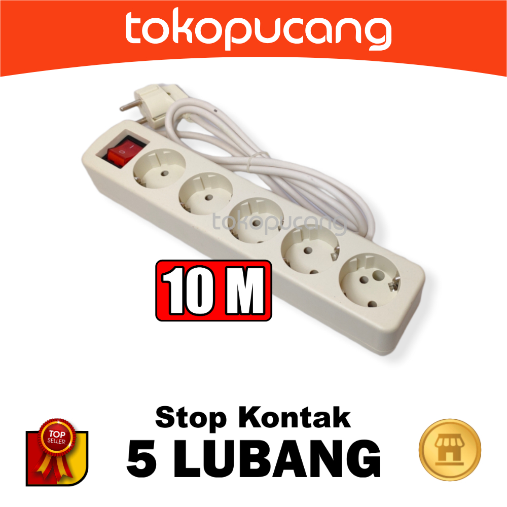 STOP KONTAK 5 LUBANG + KABEL 10 METER 10M COLOKAN LISTRIK STOPKONTAK TERMINAL