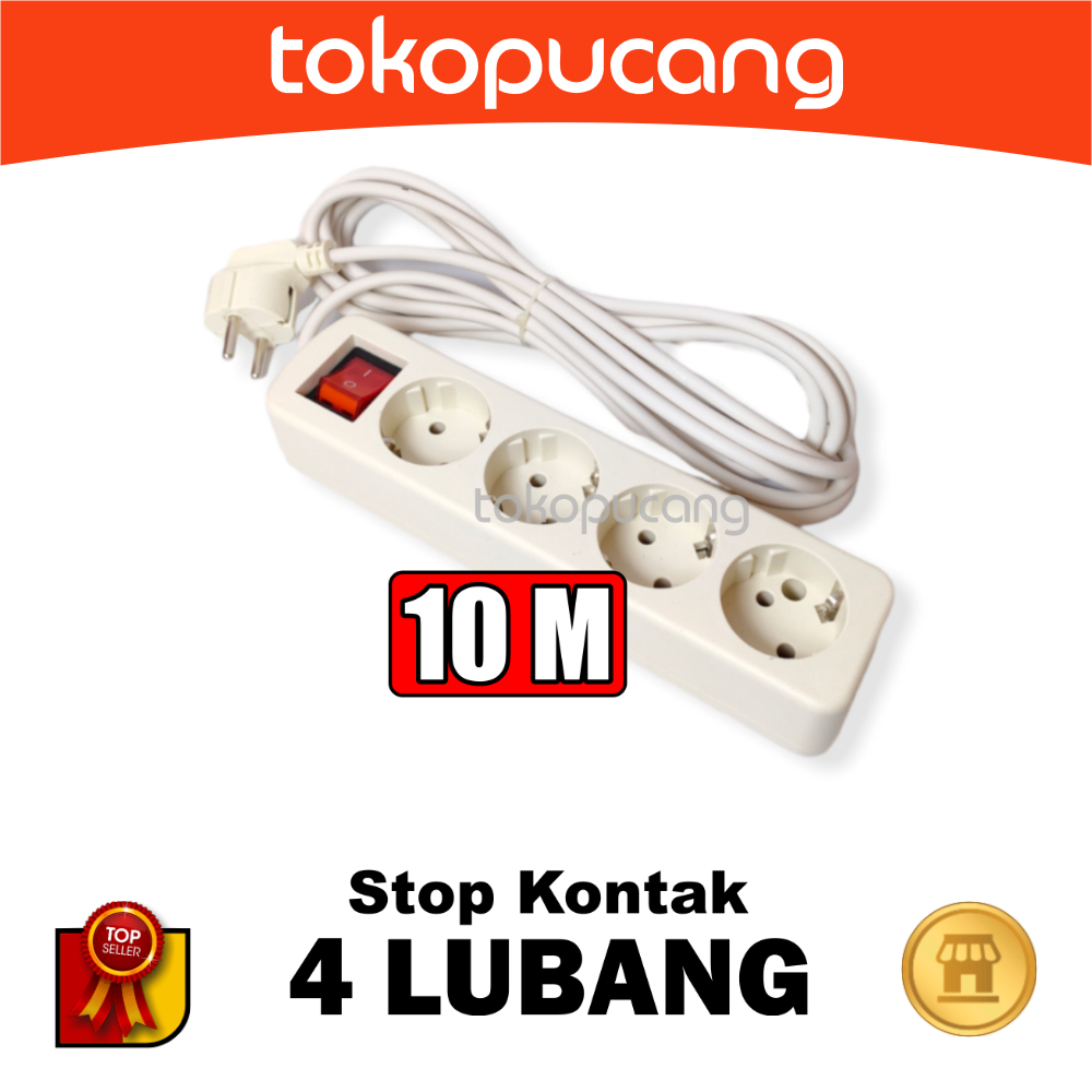 STOP KONTAK 4 LUBANG + KABEL 10 METER 10M COLOKAN LISTRIK STOPKONTAK TERMINAL