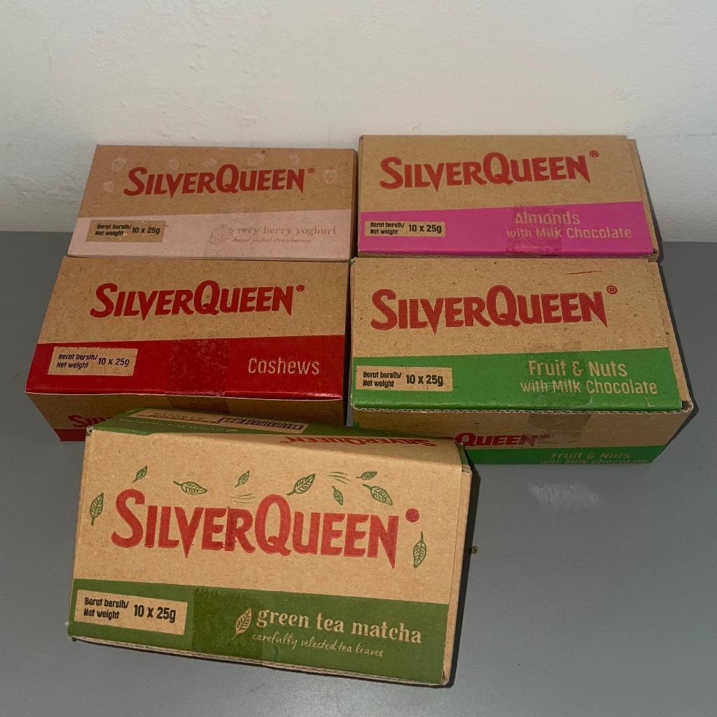 

pink SILVERQUEEN 22GR (BOX isi 10 PCS) - COKELAT SILVER QUEEN Cashew / Almond / Green Tea / YogHurt
