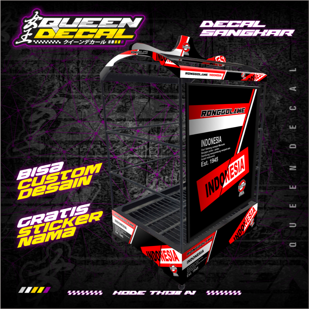 Decal Custom Kandang Kotak No 123 - Variasi Custom Ronggolawe Kualitas Premium - TK