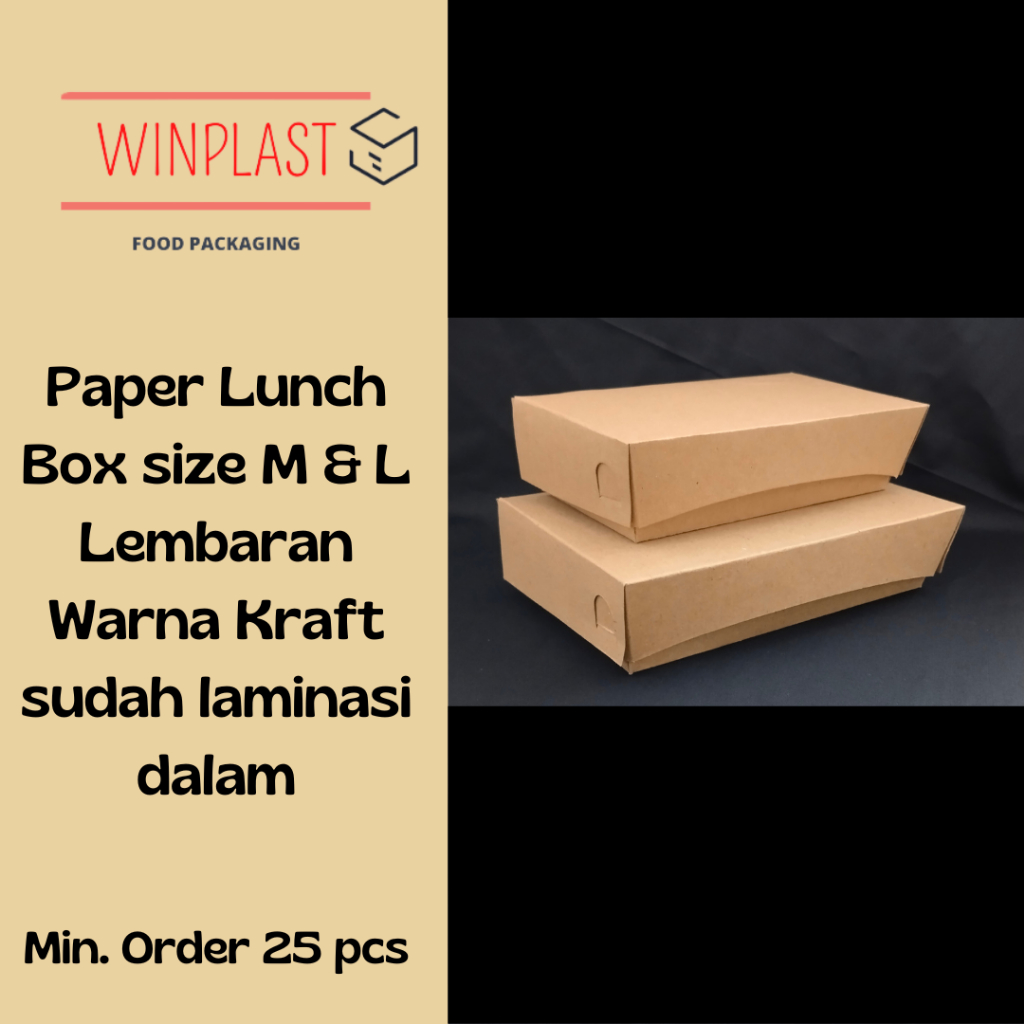 Paper Lunch Box Kraft / Kotak Makan Kraft Lembaran Laminasi Dalam