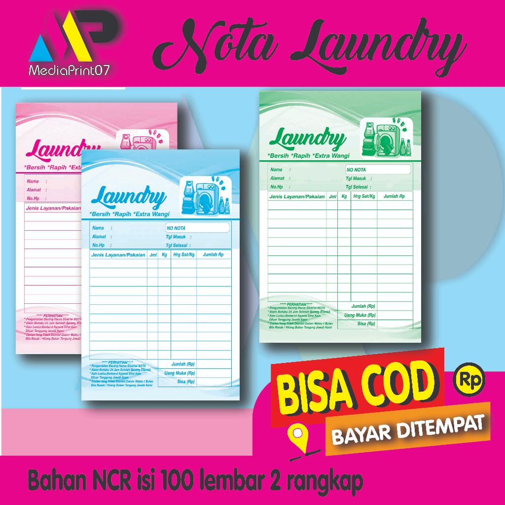 

nota laundry 2 ply 1/4 folio isi 100lbr/laundry 2ply