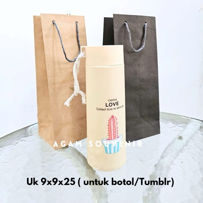 

PAPERBAG BOTOL MINUM TUMBLR 9x9x25 [ minimal tas kertas godiebag tas ultah, souvenir teh pucuk wafer
