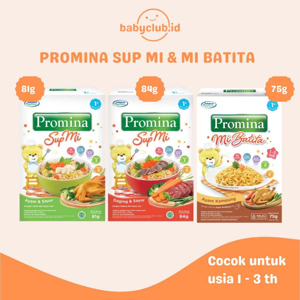 Promina Sup Mi Batita 75g Mie Ayam Daging Sayur 81g Balita 12+ Bulan MPASI Cemilan Pasta Anak Bayi