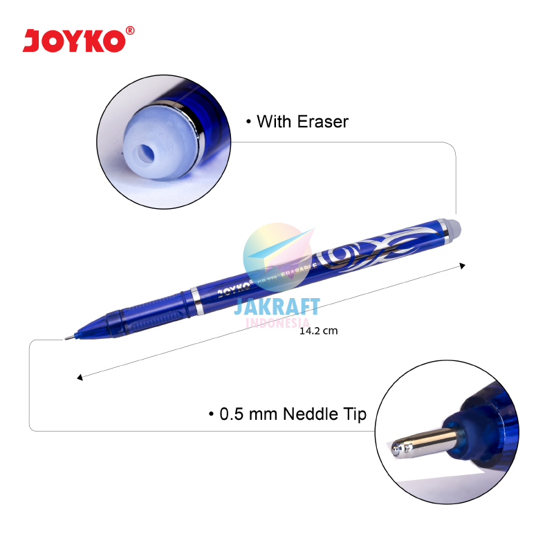

qwe (12 Pcs) GROSIR Pulpen Erasable Gel Pen Ujung Tajam JOYKO GP-279 SHOKYO Hitam Black / Biru Blue