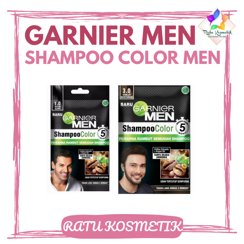 ❤ RATU ❤ Garnier Men Shampo Color | Semir Rambut Shampo | Pewarna Rambut BPOM✔️