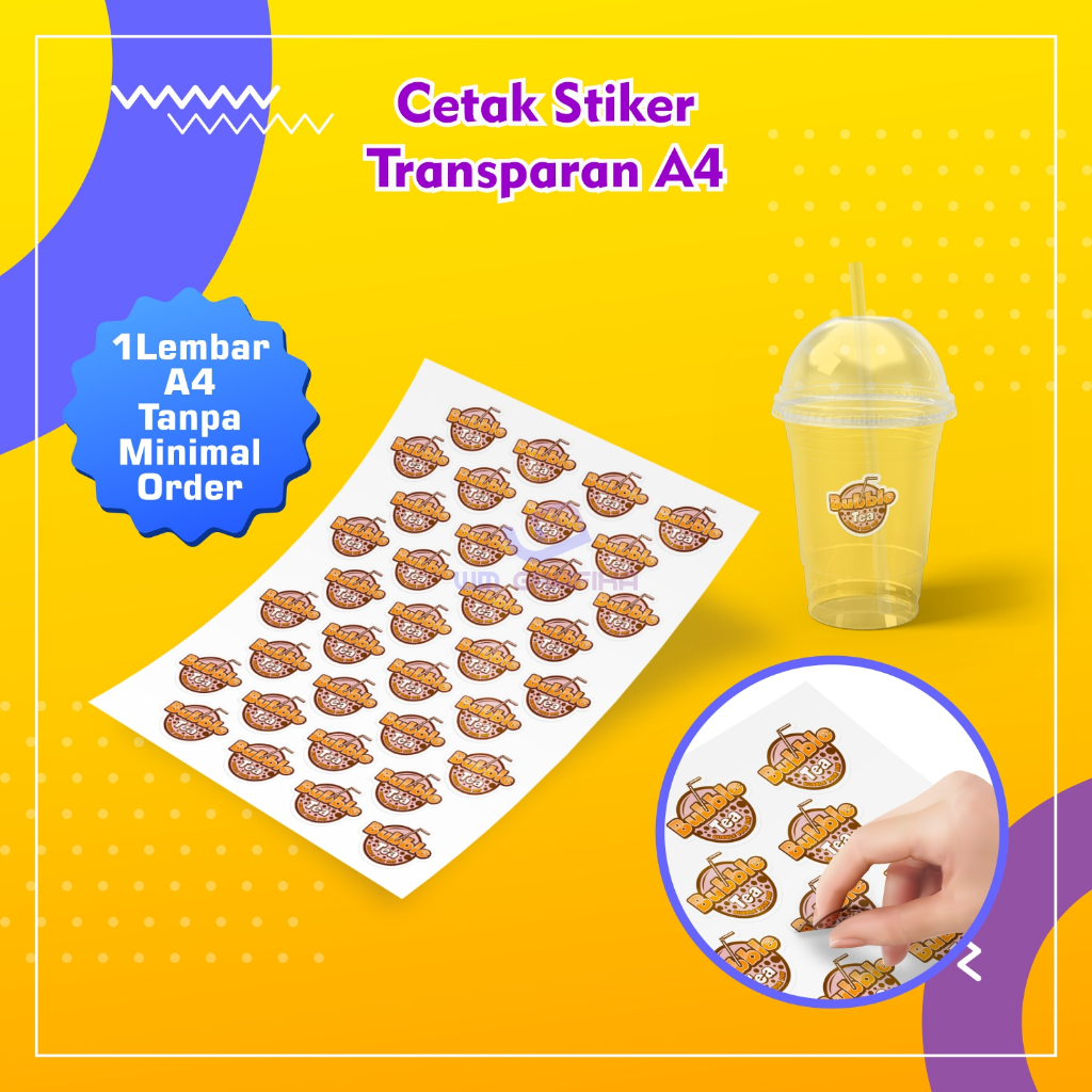 

Cetak Stiker Transparan A4 Sticker Label Makanan Logo Kemasan Transparant Cutting Pola