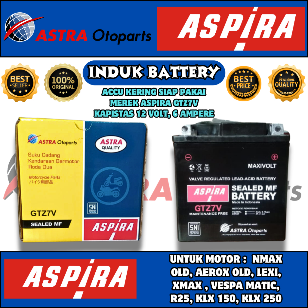 AKI MOTOR  NMAX OLD NMAX LAMA AEROX OLD AEROX NEW ABS ASPIRA GTZ7V ORIGINAL AKI KERING