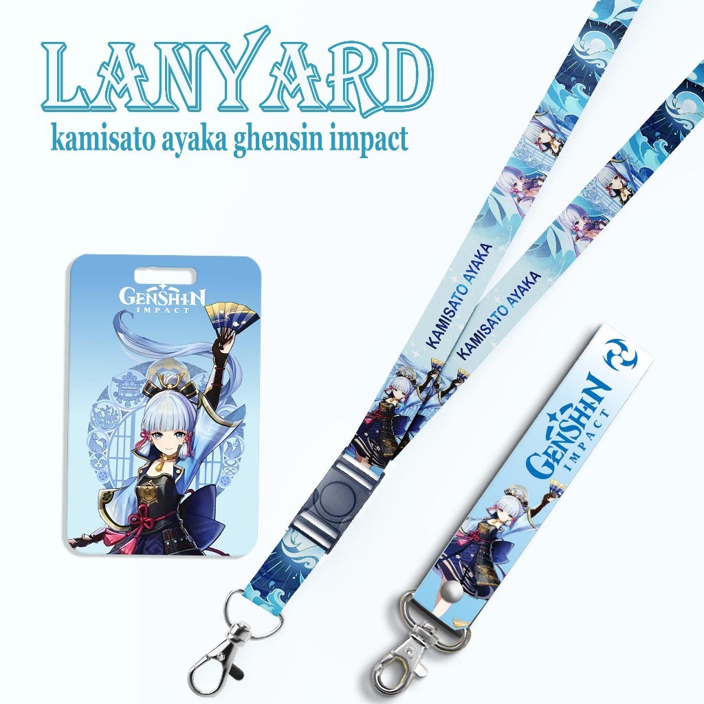 

STRAP LANYARD CARD HOLDER Ghensin Kamisato Ayaka Gantungan Kunci, Handphone, ID Card