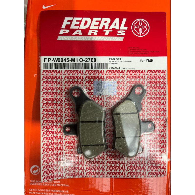 kampas cakram FP-W0045-MIO-2700 / dispad depan mio FEDERAL