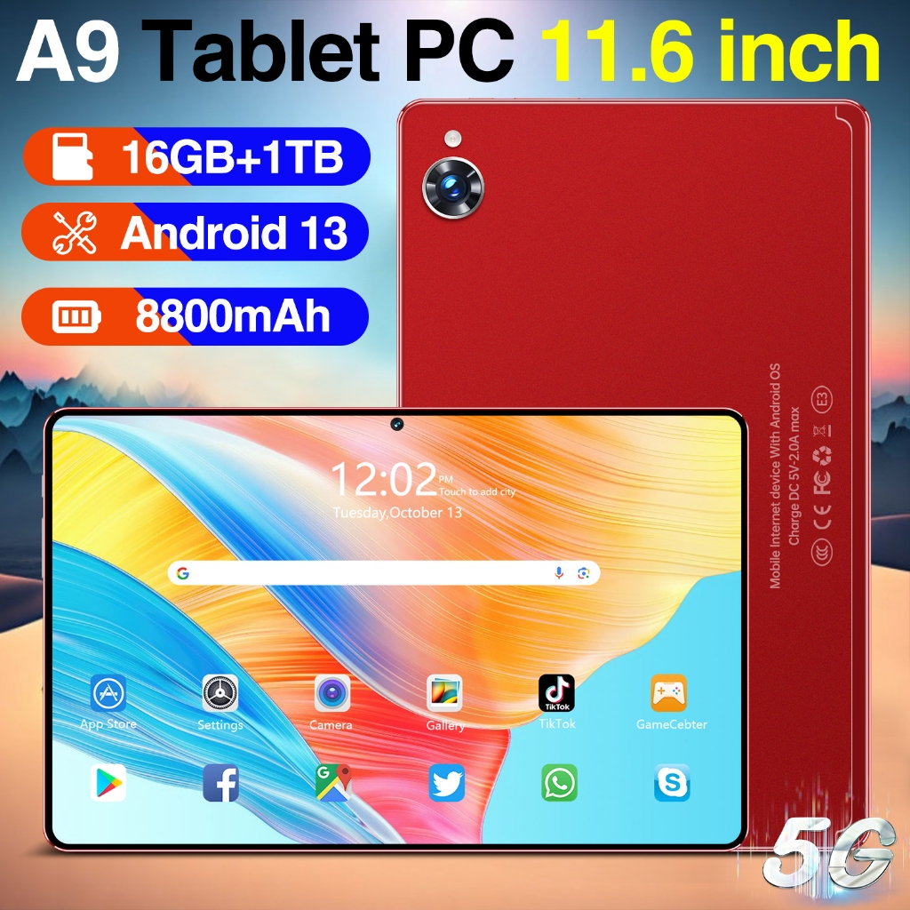 【Resmi 100% ori】 Tablet Murah Tab A9 16GB+1.0TB 11.6inch Wif 5GDual SlM Tablet PC Asli Baru Tablet U