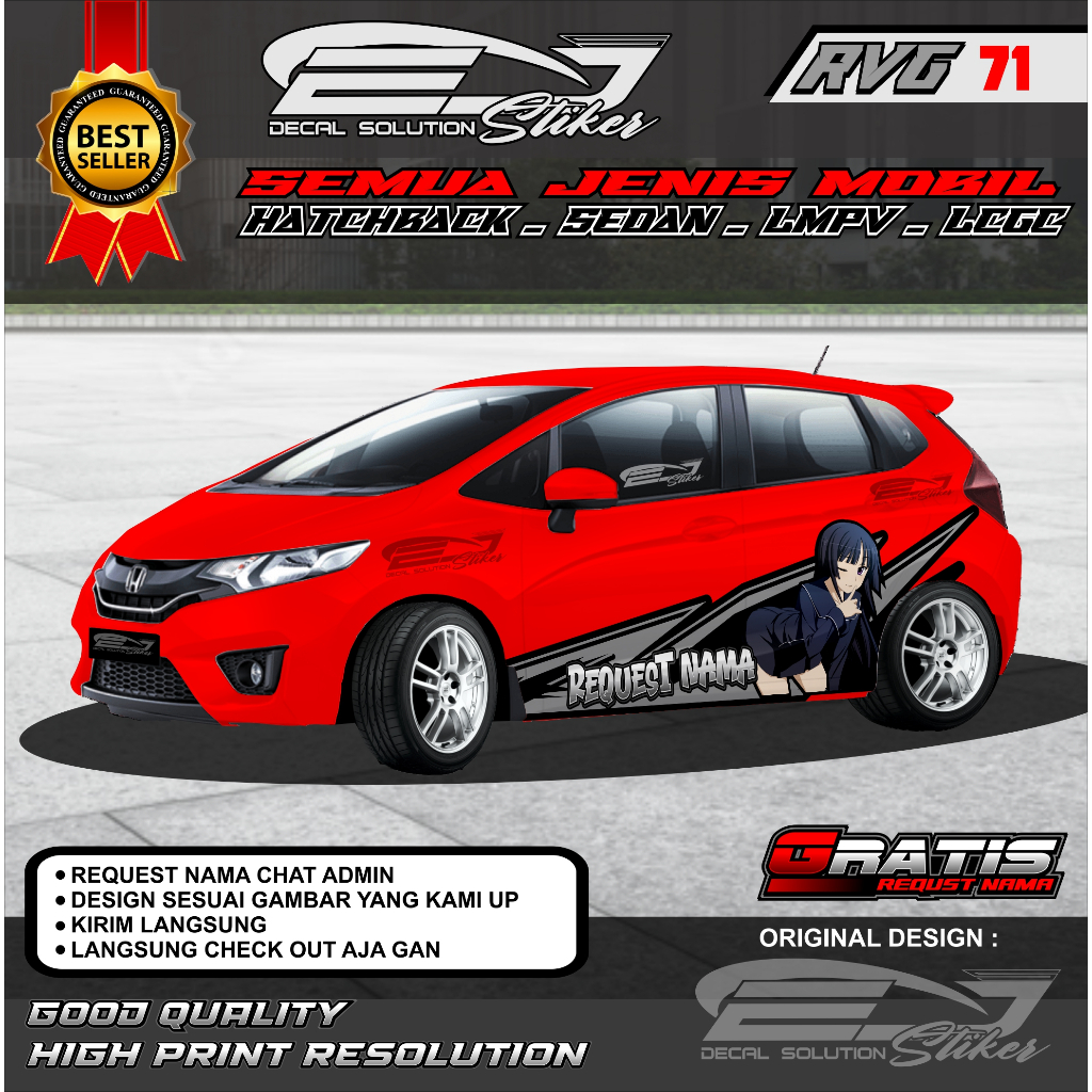 STIKER MOBIL THAILOOK LIVERY JAZZ YARIS AVANZA XENIA   GRATIS REQUEST NAMA RVG-71