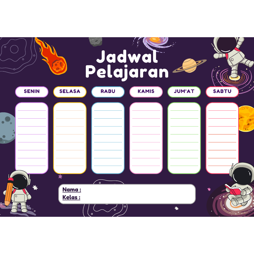 

stiker/ poster jadwal pelajaran anak sekolah waterproof bisa request dituliskan jadwal