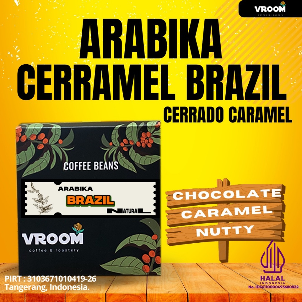 

Coffee Arabica Brazil Cerrado Natural Ceramel Arabika Roasted Bean Kopi Biji Matang Bubuk exclusive 200gr