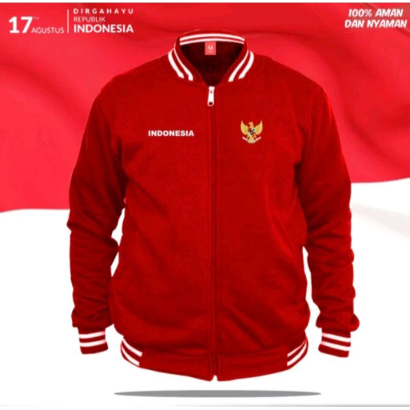 Jaket Bola Timnas Indonesia Bomber Varsity Jaket Baseball Resleting Jaket Timnas Indonesia Jaket Tim
