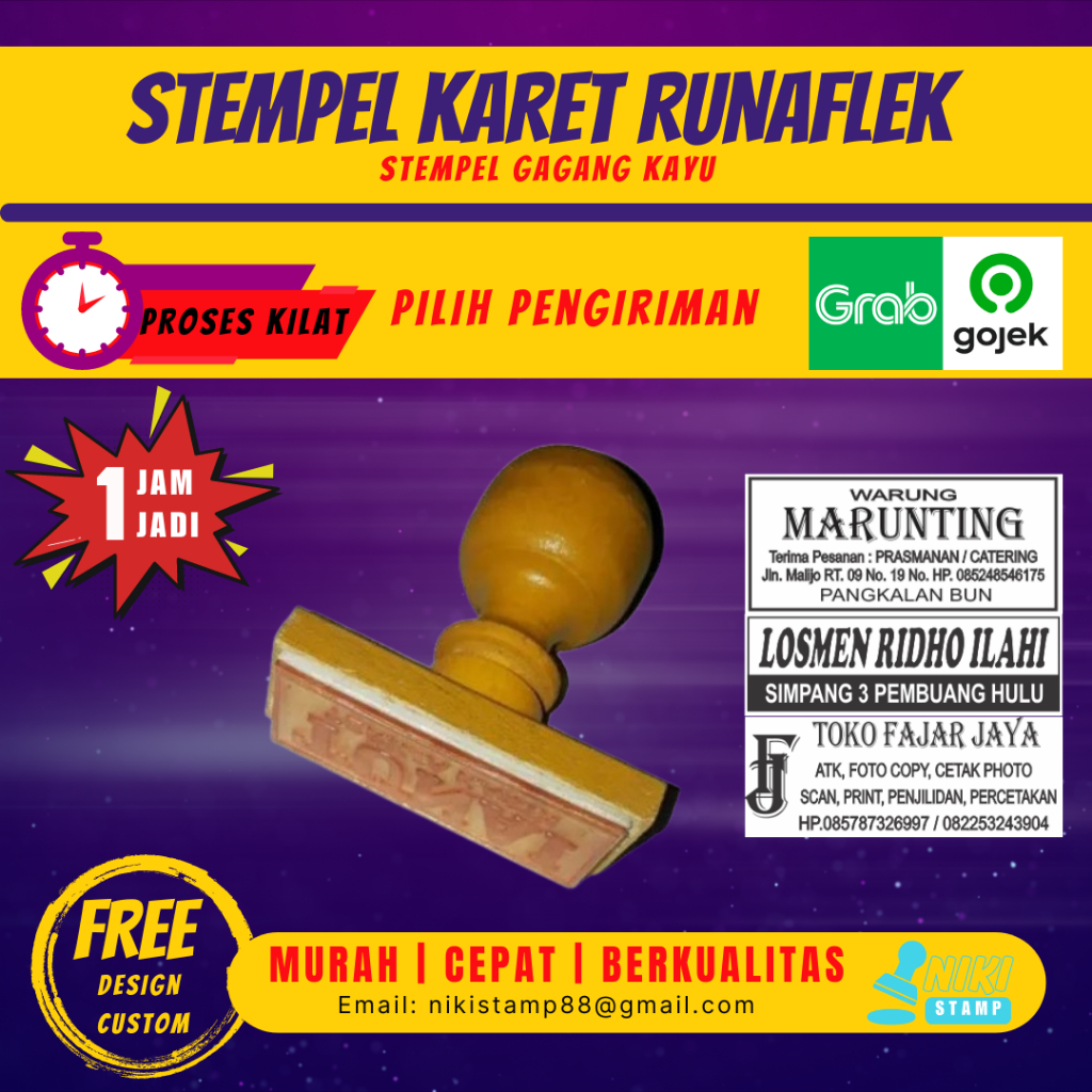 

Stempel Runaflek Gagang Kayu Persegi Panjang | Cetak Stempel Design Custom