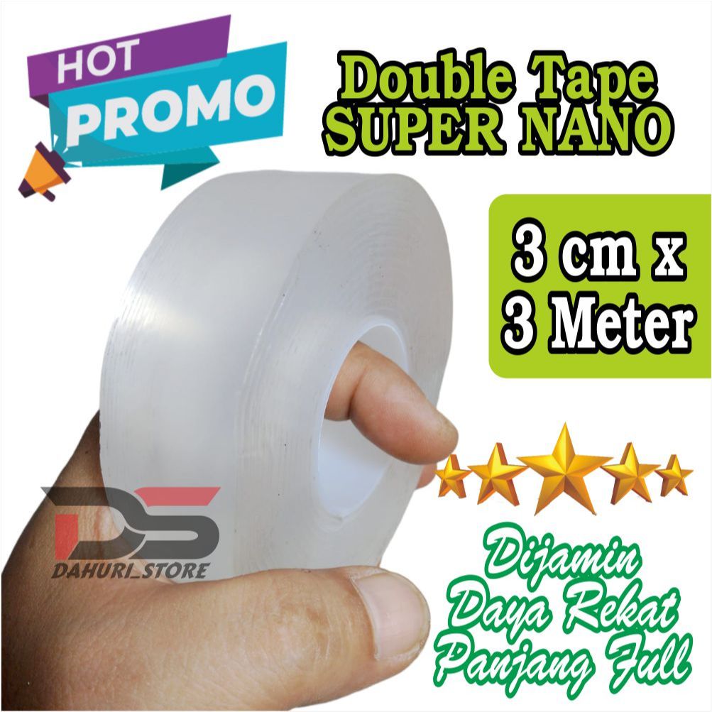 

DOUBLE TAPE NANO BENING LAKBAN GEL ANTI AIR SUPER KUAT DOUBLE TIP PEREKAT 3 CM X 3 METER