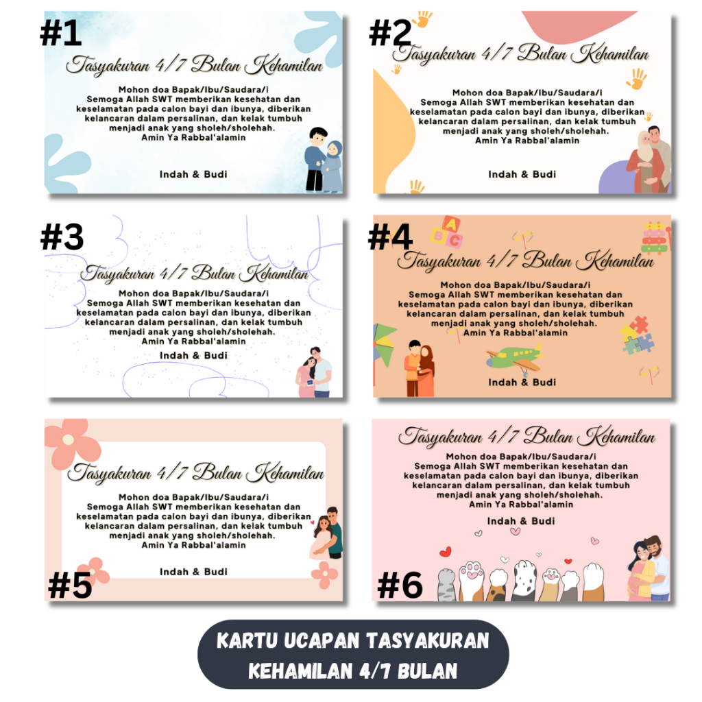 Kartu Ucapan Tasyakuran Syukuran Sukuran Kehamilan Hamil 4/7 Bulan Bulanan | Kupon Souvenir Ucapan T
