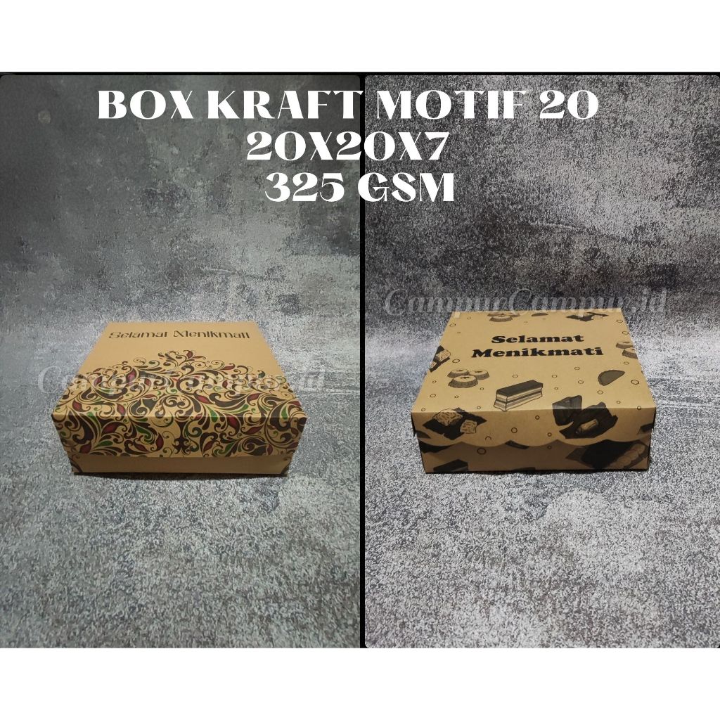 

Box Kraft Motif Batik Makanan Hampers 20x20x7 Kotak Nasi Tanpa Laminasi